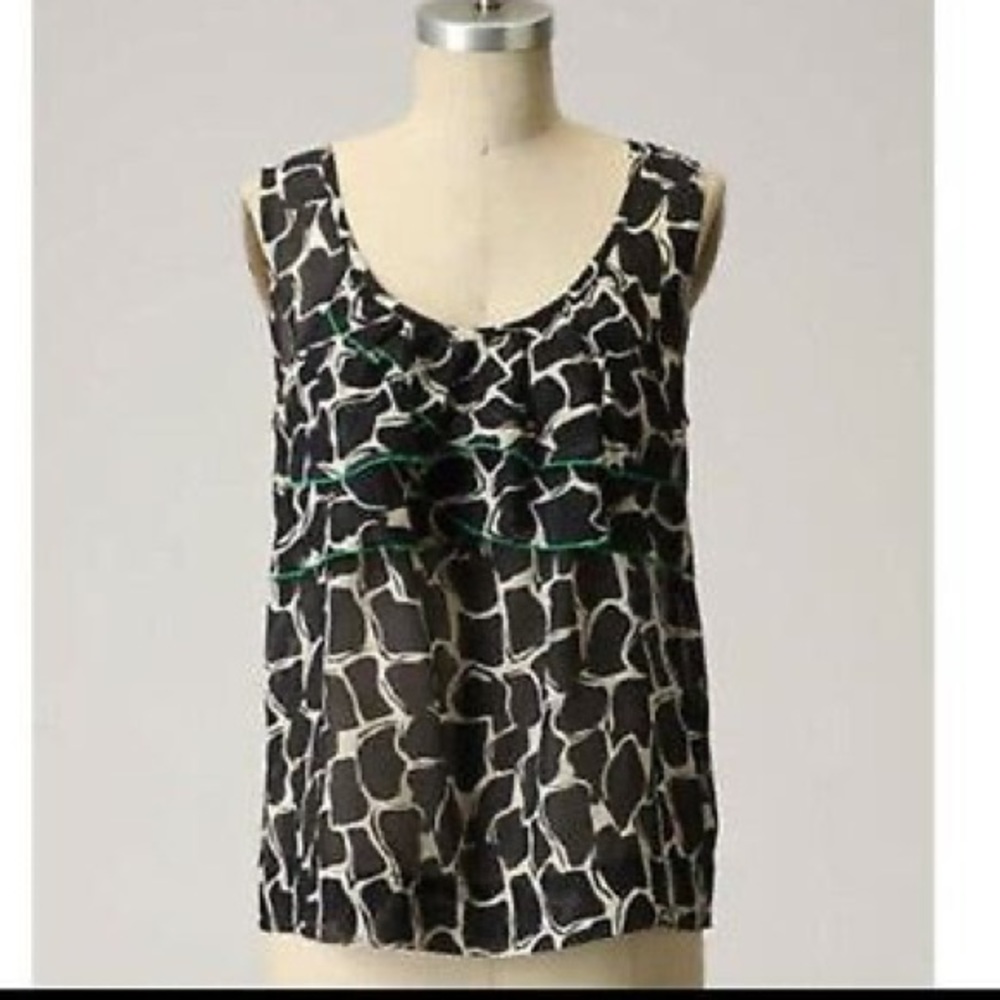 Anthropologie | Black & white sleeveless blouse